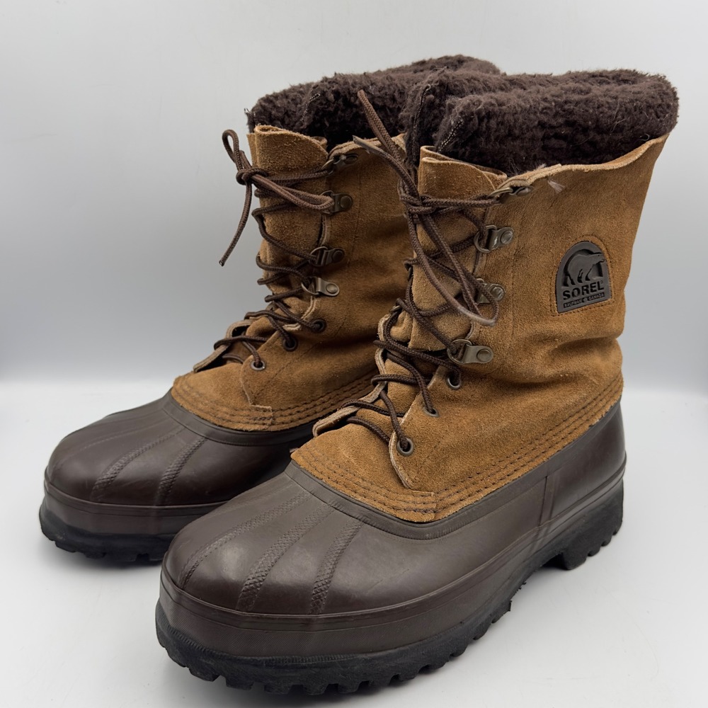 Sorel Kaufman Canada Winter Boots Brown Suede Duck Boots Vintage 9 Snow Rugged